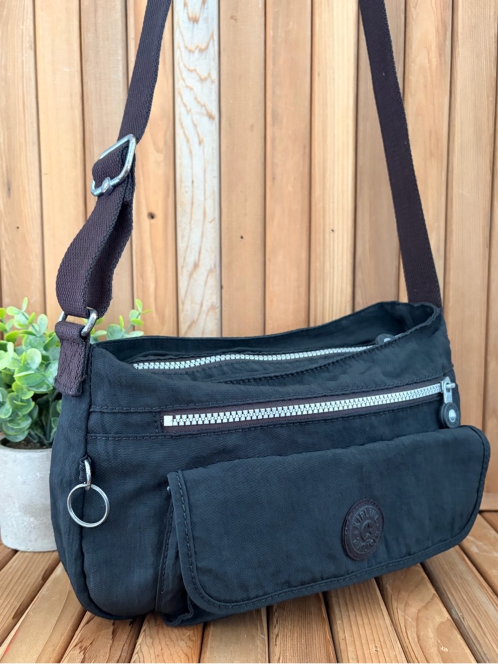 Kipling Black Nylon Crossbody Multi Pocket Lightweight Belt Bag, Black
